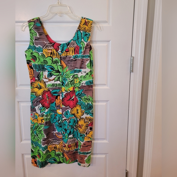 VTG Hula Moon by Jams World Novelty Print Cotton Shift Dress - Rare Cut 001 - Picture 11 of 15